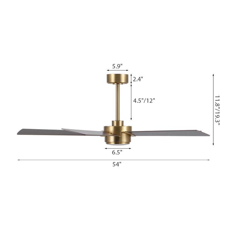 MLiAN 54 In. 5 Blades Indoor LED Ceiling Fan with Remote Control - 54"