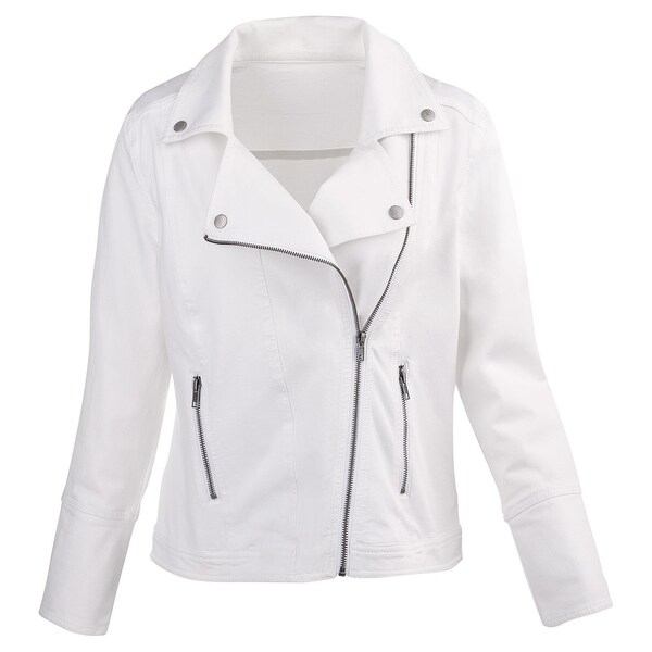 white stretch jean jacket