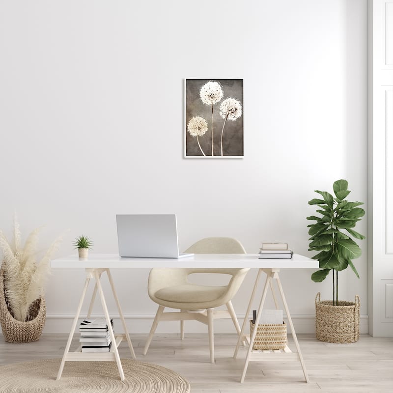 Stupell Fluffy Dandelion Plants Wildflower Botanical Blooms Framed Wall Art, Design by Kim Allen - Brown
