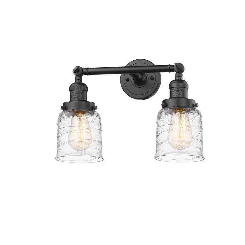 Innovations Lighting Bell 2 Light 16" Bath Vanity Light - Deco Swirl/Oil Rubbed Bronze