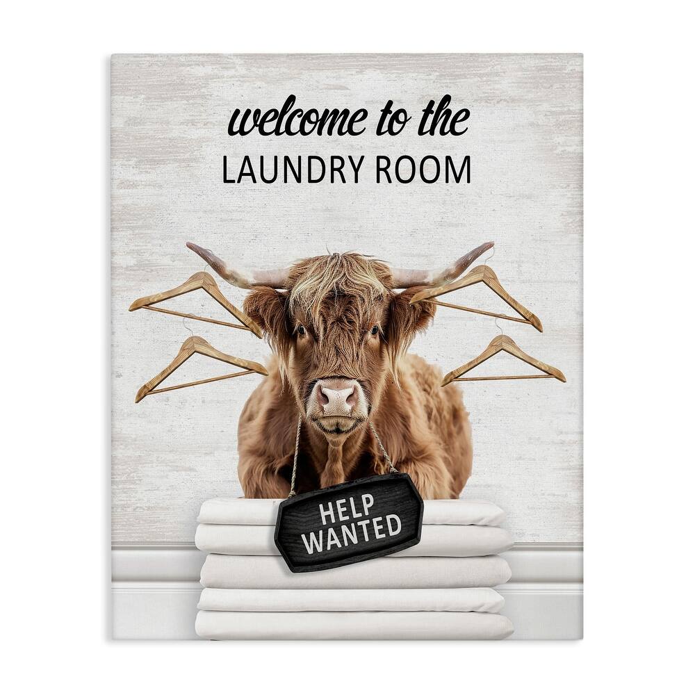 Stupell Welcome Laundry Room Cattle Canvas Wall Art Design By Lettered and Lined