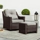 preview thumbnail 105 of 105, Murphy Outdoor Wicker Patio Outdoor Sofa Swivel Chair Coffee Table 1 Chair+1 Ottoman - Chestnut Wicker-Brownish Gray