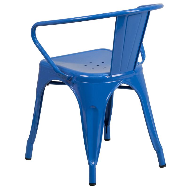 Metal Indoor-Outdoor Chair with Arms - 21.5"W x 19"D x 27.75"H