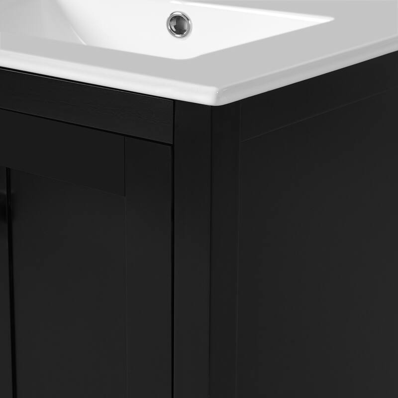 Bathroom Vanity with Sink, Multi-Functional Bathroom Cabinet, Bathroom Vanity with Door Shelf, Soft-Close Doors & 1 Drawer