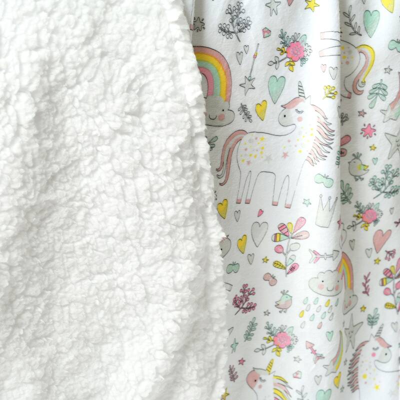 Lush Decor Baby Unicorn Heart Rainbow Sherpa Blanket - 40"x30"