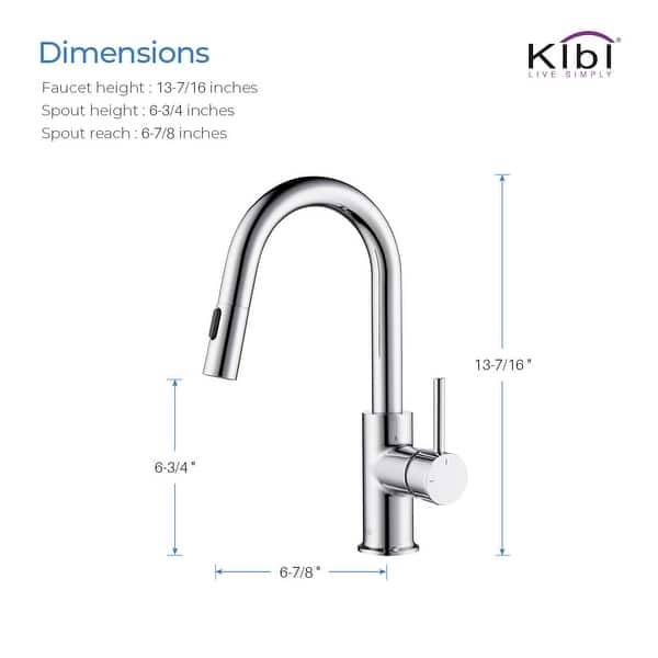 dimension image slide 0 of 4, Single-Hole Pull-Down Kitchen Faucet with Sprayer and Magnetic Docking