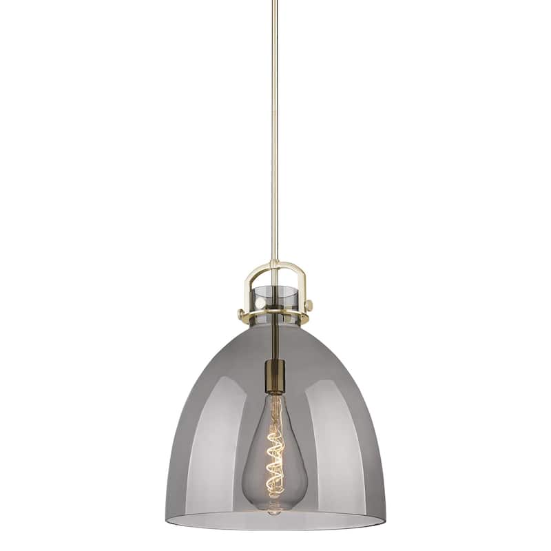 Innovations Lighting 410-1SL-20-16 Newton Bell Pendant Newton Bell 1 - Champagne Bronze / Light Smoke