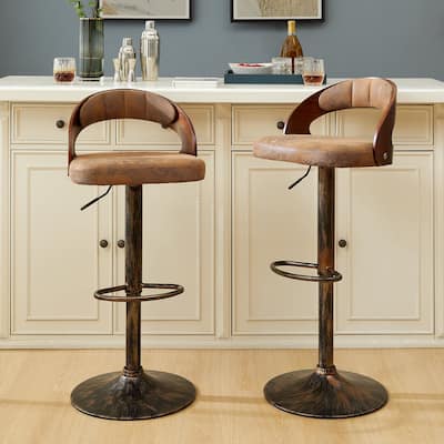Javlergo Bar Stools Set of 2, Modern Adjustable Swivel Kitchen Bar Chair with Footrest
