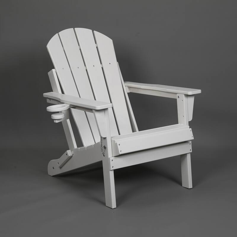 HDPE Folding Adirondack Chair with Dual Cup Holder - Composite Adirondack Chair with Wood Texture
