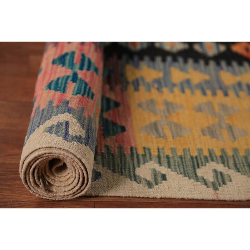 Kilim Oriental Area Rug Flatweave Multi-Color Wool Carpet - 8'1"x 11'2"