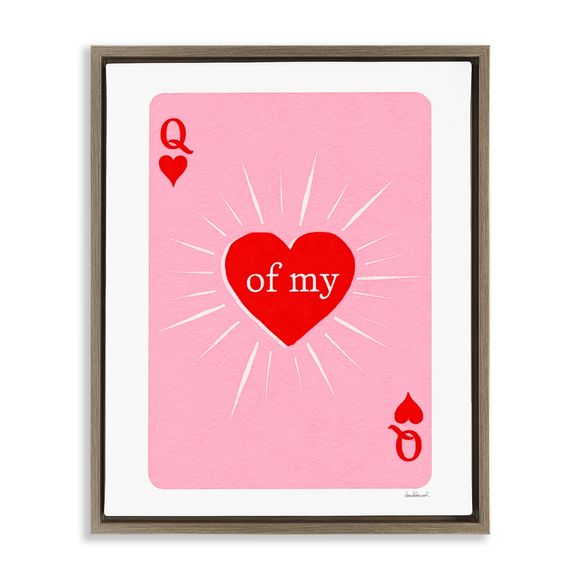 Stupell Queen Of My Heart Card Framed Floater Canvas Wall Art Design By Amanda Greenwood