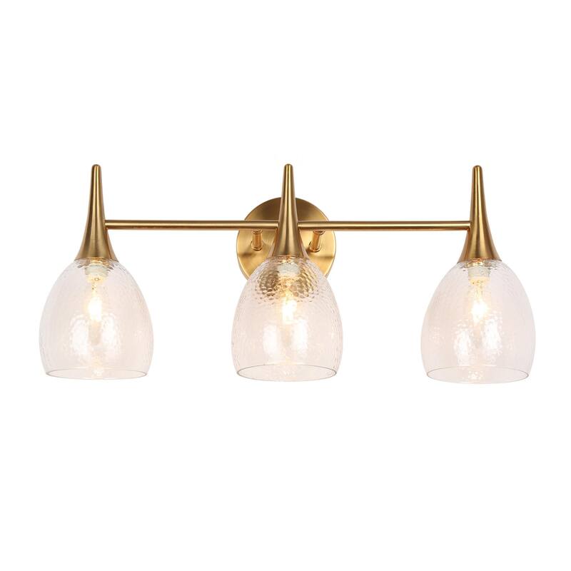 Suvy Modern Gold 3-Light Bathroom Vanity Lights Glass Wall Sconces