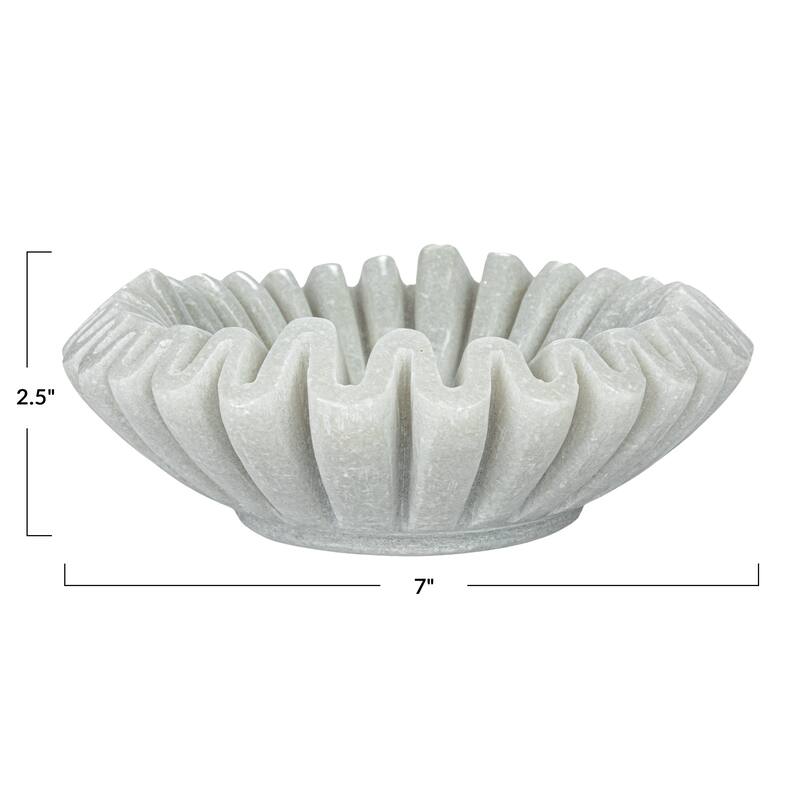 Marble Pleated Dish - 7.0"L x 7.0"W x 2.5"H