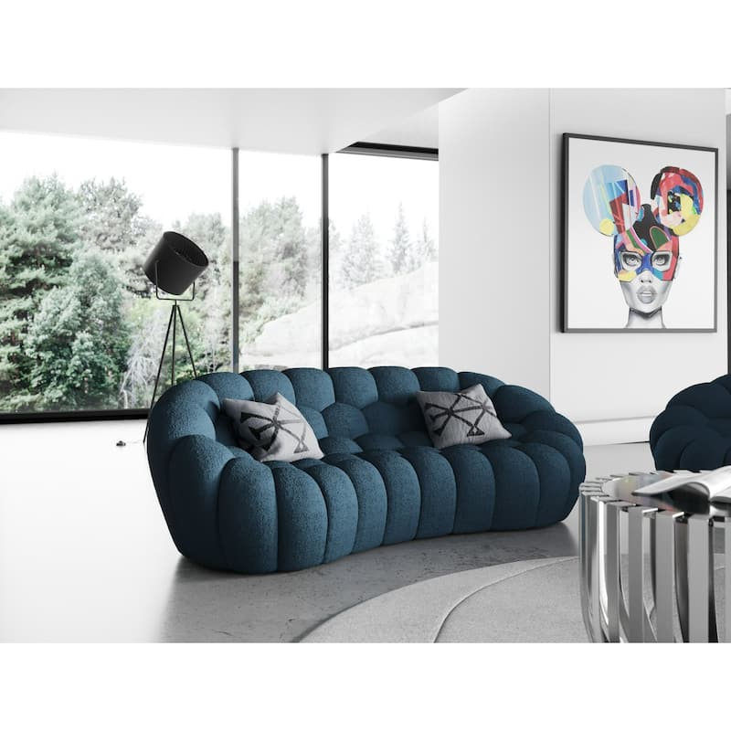 Divani Casa Yolonda Modern Curved Dark Teal Fabric Loveseat