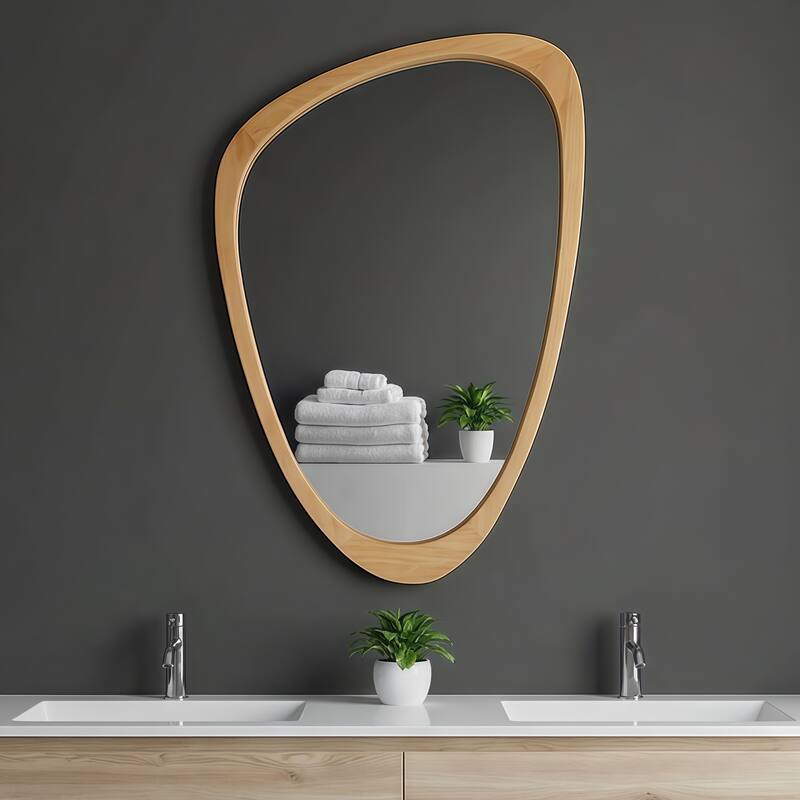 Irregular Solid Wood Frame Decorative Mirror