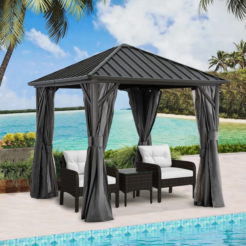 ABCCANOPY Outdoor Hardtop Gazebo with Galvanized Steel Double Roof