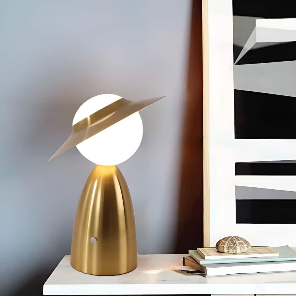 Cap Lady Table Lamp Gold Hat Desk Lamp Bedside Led Integrated Build-in Battery - N/A
