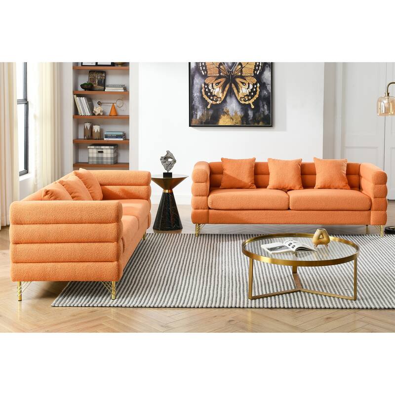 American Style 3+3 Seater Sofa,Oversized Fabric Upholstered Sofa with 6 Pillows for Living Room, Sofa-Deep Seating