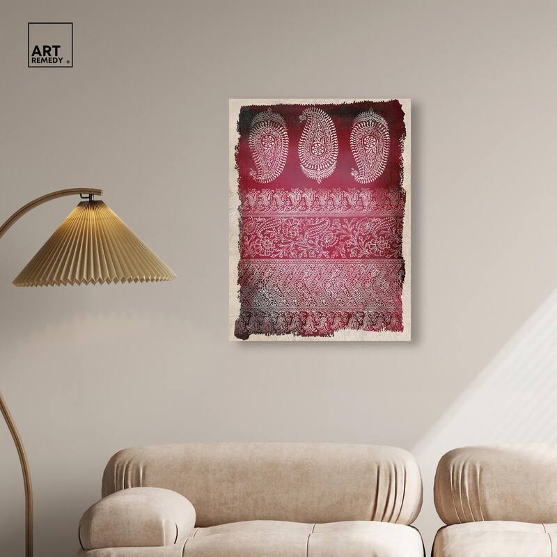 Burgundy Stamps Canvas by Art Remedy, Gallery Wrapped