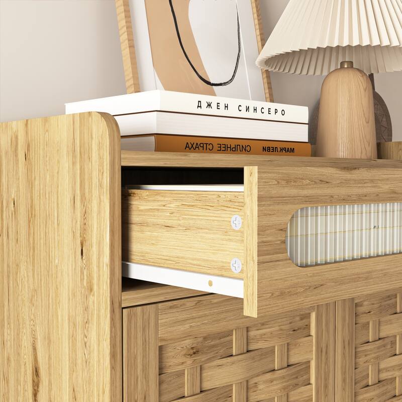 Modern Cabinet with Drawer & Adjustable Shelf, Barn Door Design