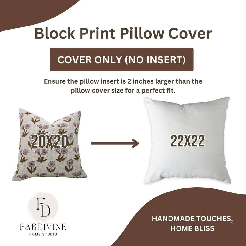 Linen Farmhouse Block print pillow Cover - Kirti