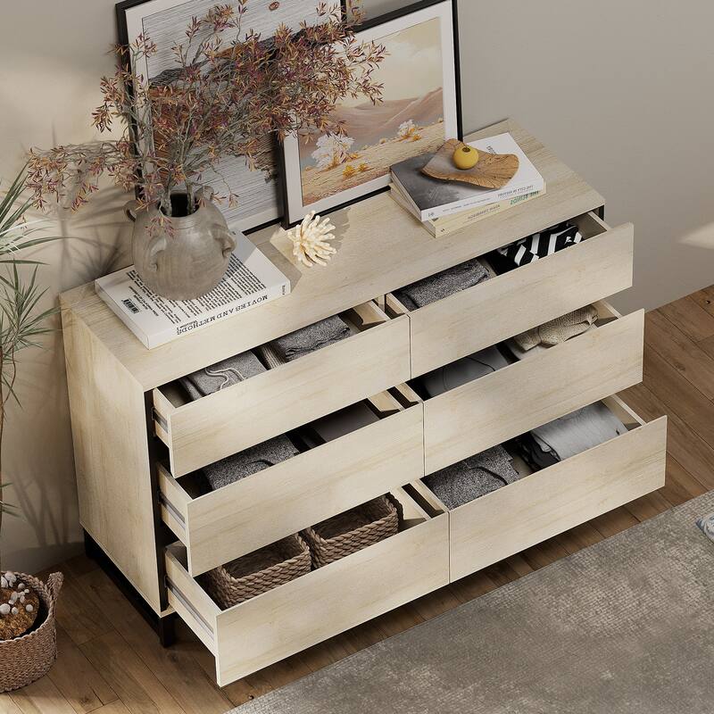 3-Piece Dresser And Nightstand Set, Dresser With 6 Drawers, 2 Nightstand for Bedroom, Bedroom Furniture Set