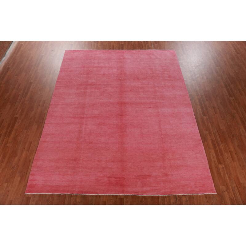 Hand Knotted Oriental 100% Wool Carpet Modern Solid Coral Gabbeh Area Rug - 12' 1'' X 9' 3''