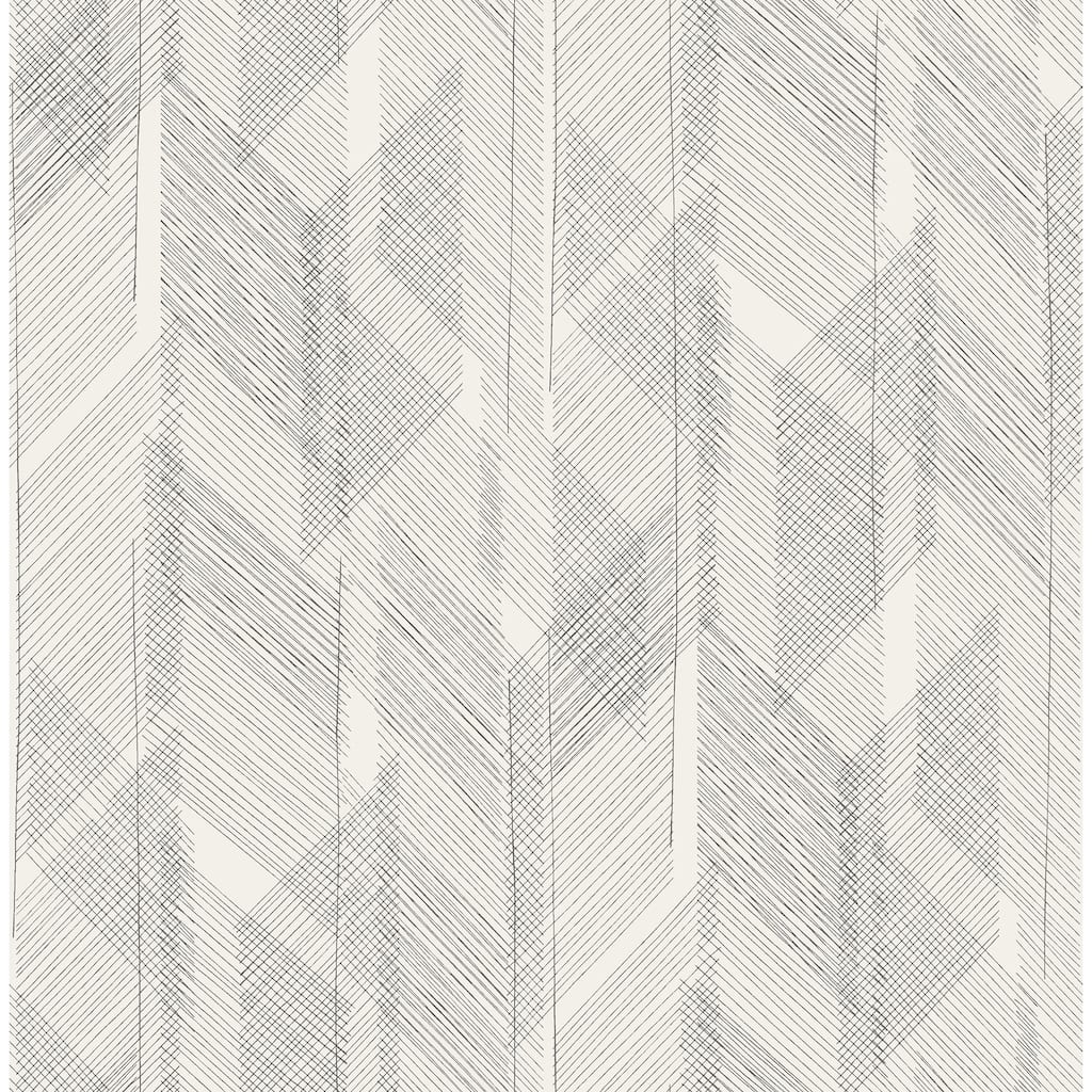 A-Street Prints Bryant Black Crosshatch Wallpaper