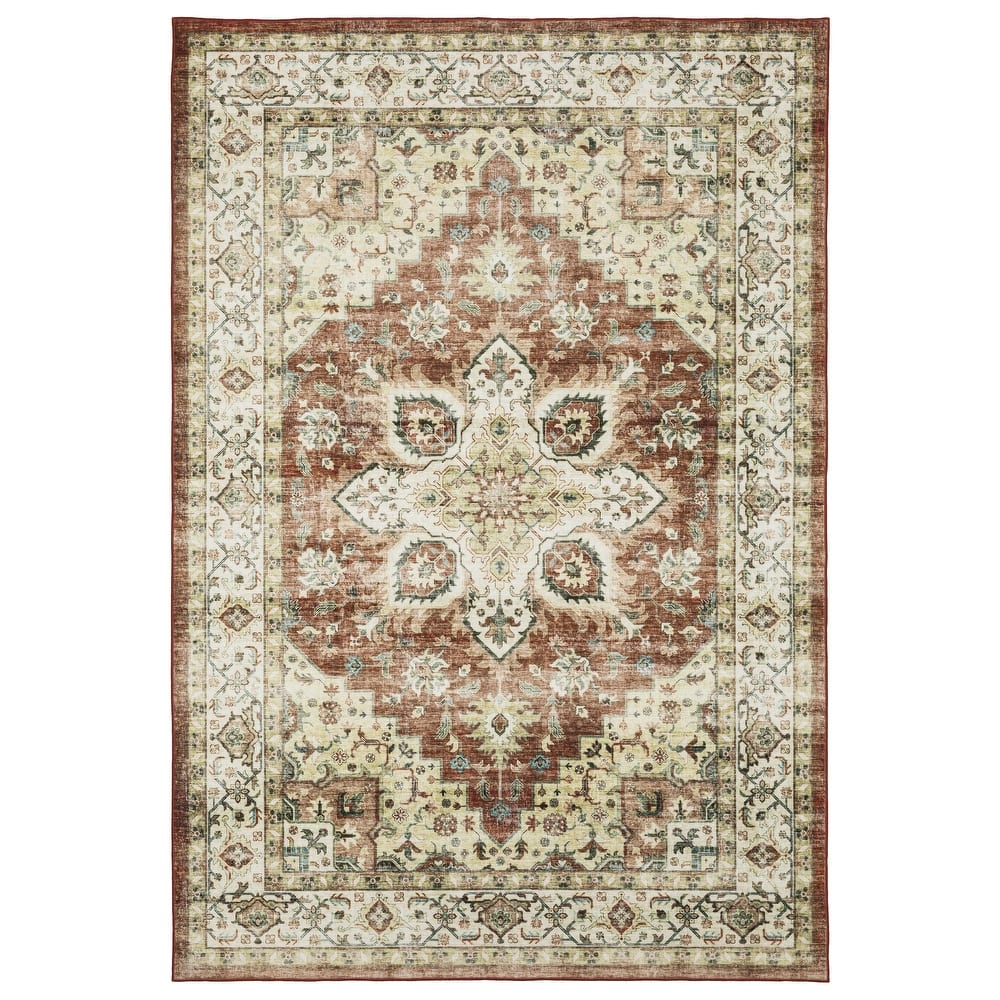 Vista Home Sunderland Vintage Medallion Machine Washable Area Rug Mat