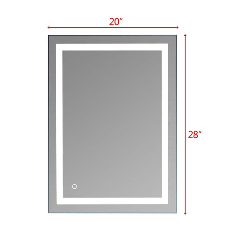 Built-in Light Strip Touch LED Bathroom Mirror Silver - 28*20" 