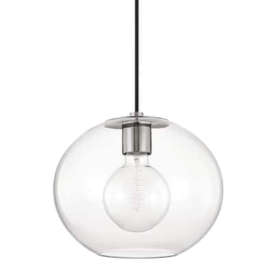 Mitzi by Hudson Valley Margot 10.5-inch Polished Nickel Large Pendant, Clear Glass