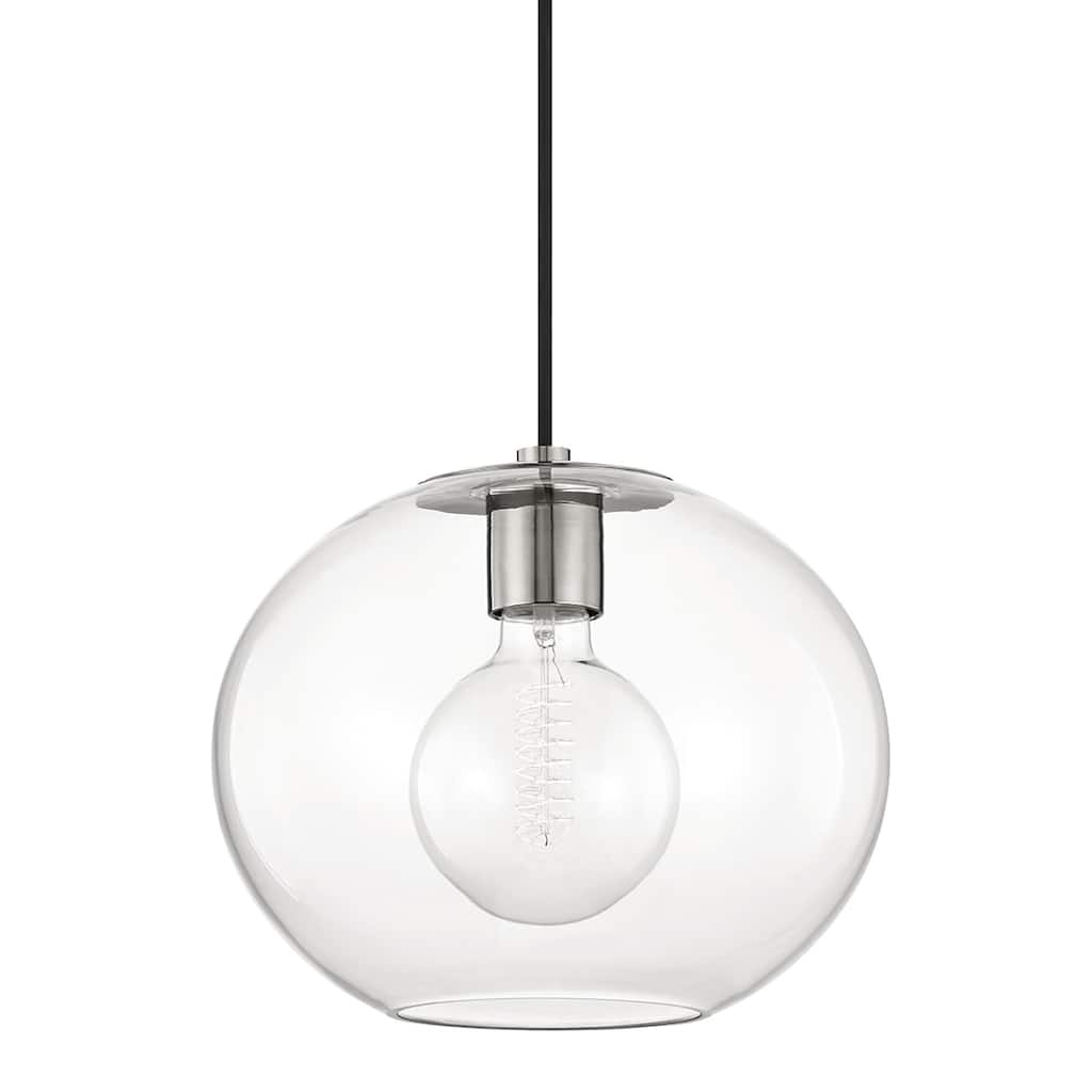 Mitzi by Hudson Valley Margot 10.5-inch Polished Nickel Large Pendant, Clear Glass