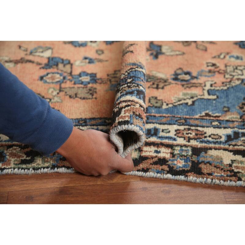 Hand Knotted Oriental 100% Wool Carpet Traditional Floral Peach Hamedan Area Rug - 8' 8'' X 5' 8''