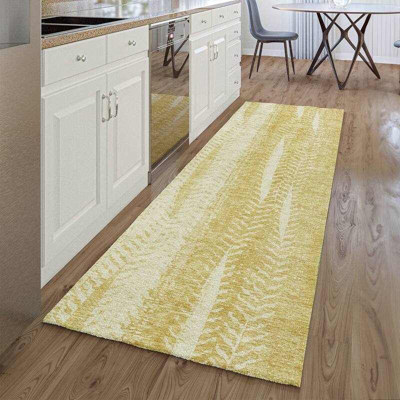 Premium Washable Super Soft Stripe Tracks Mayfield Rug - Gold - 2' 3" x 7' 6" - Runner