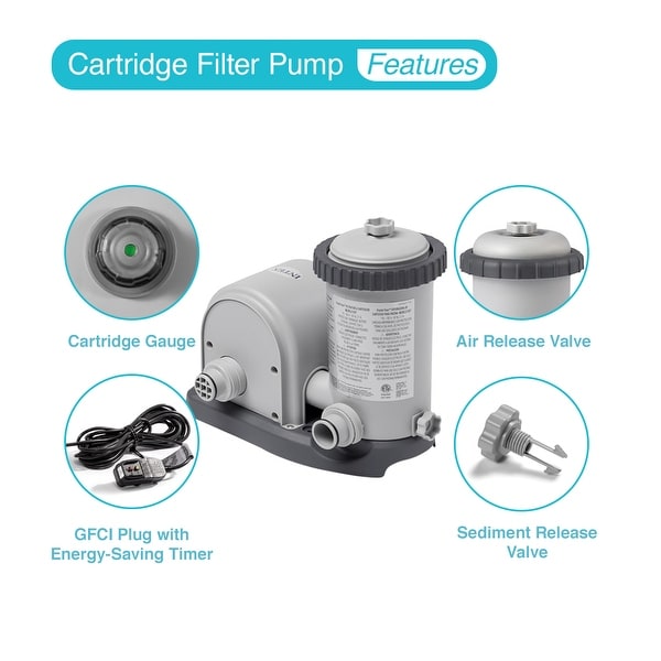 Intex 1500 GPH Easy Set Pool Filter Pump & Type A or C Filter