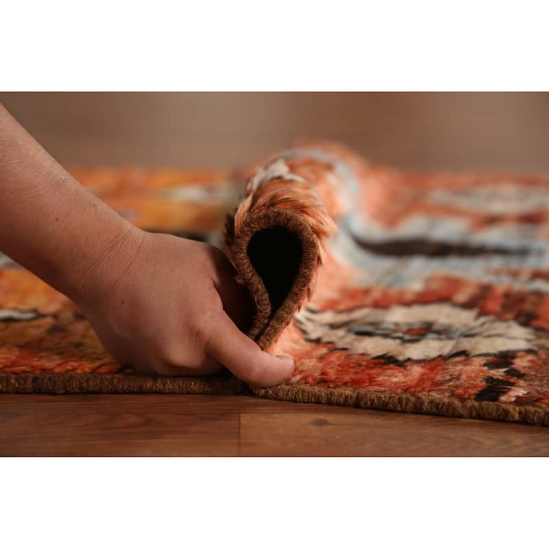 Geometric Orange Moroccan Oriental Runner Rug Handmade Wool Carpet - 2'9" x 9'9"