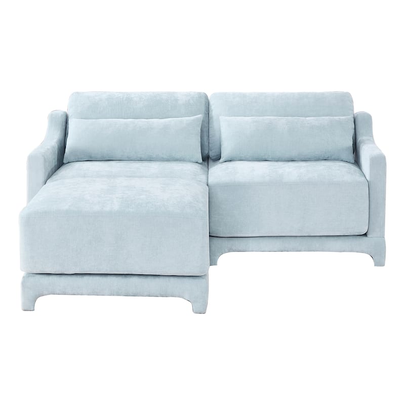 73.2" Chenille 2-Seater Sofa with Ottoman, 2 Lumbar Pillows, High-Resilience Sponge and Solid Wood Frame