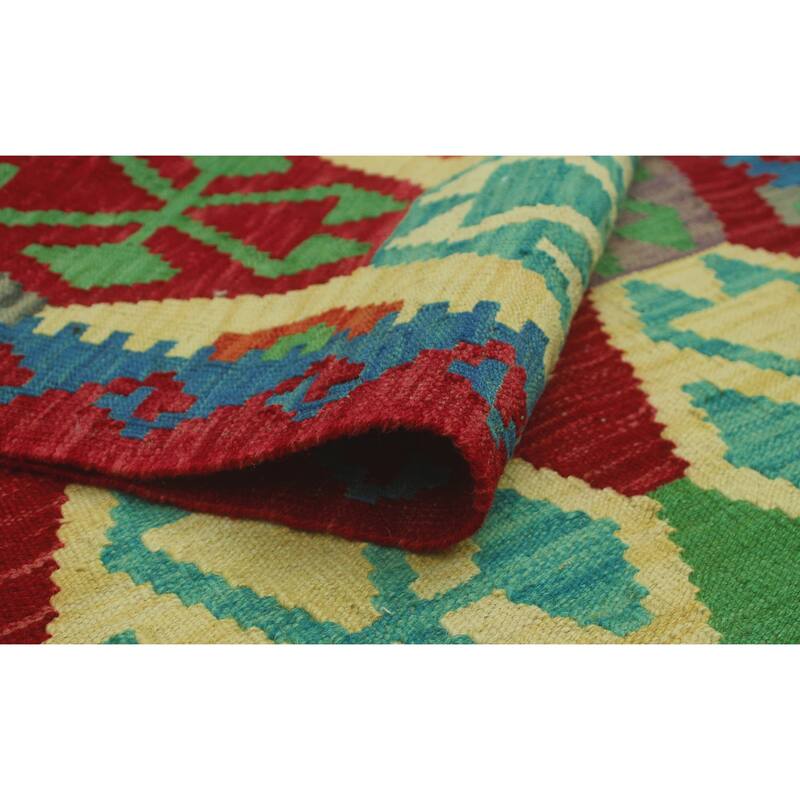 Hand-Woven Sangat Kilim Clair Red/Blue Runner - 2'9" x 9'7"