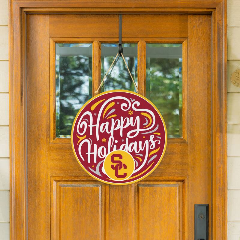 University of Southern California 18" x 18" Happy Holidays Door Décor Wall Sign - 18" x 18"