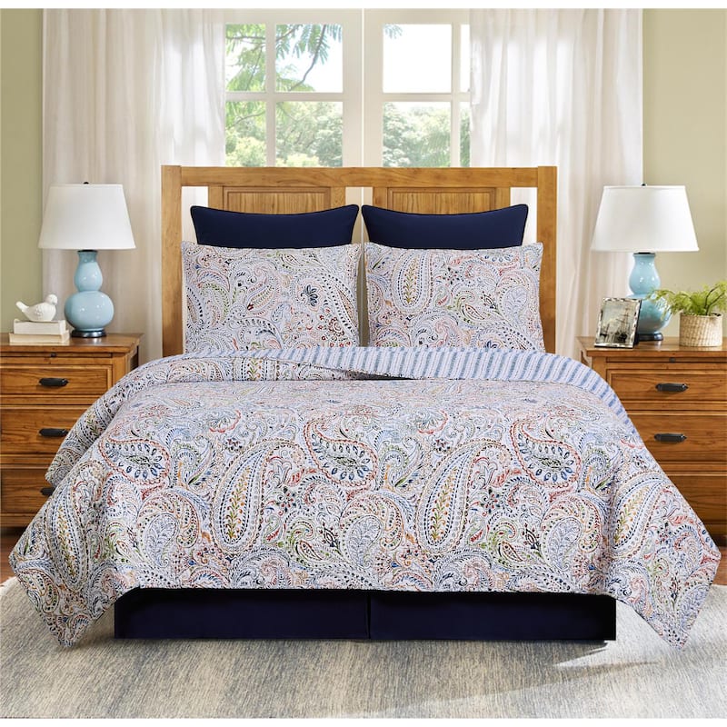 Payton Paisley Quilt Set Cotton Reversible and Machine Washable