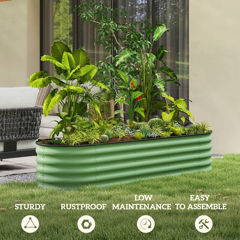 Expandable Modular Self-Draining Outdoor Garden Bed with Safety Edging