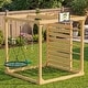 preview thumbnail 2 of 14, Backyard Playground Set with Rock Climbing Wall, Dual Climbing Ladders, Flying Saucer Swing & Gym Rings, Solid Cedar Wood Frame