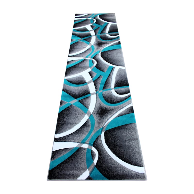 Modern Ribboned Design High-Low Pile Abstract Area Rug