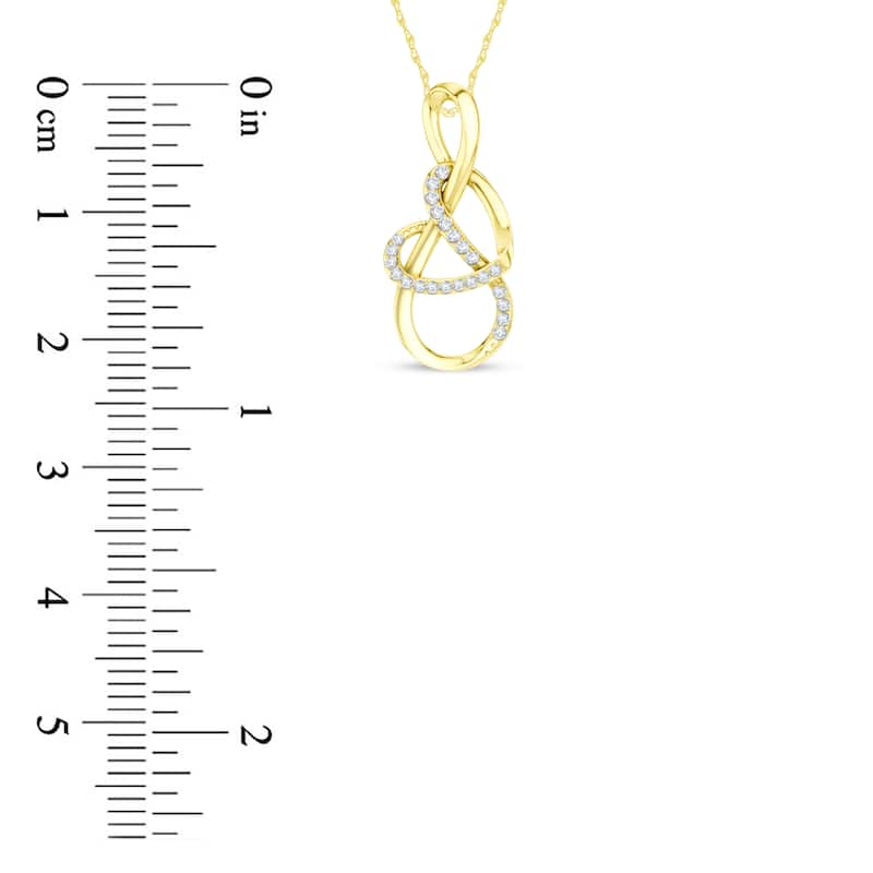 1/10ct TDW Diamond Infinity Heart Pendant Necklace in 10K Gold for Women