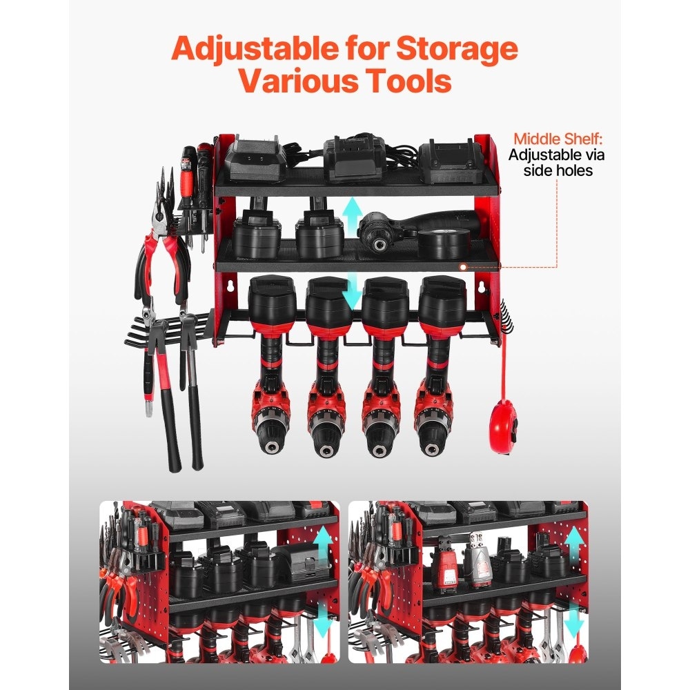 GARITIN Garage Power Tool Organizer Wall Mount, Garage Wall Organizer Drill Holder And Storage Power Tool Rack, Black - View #4