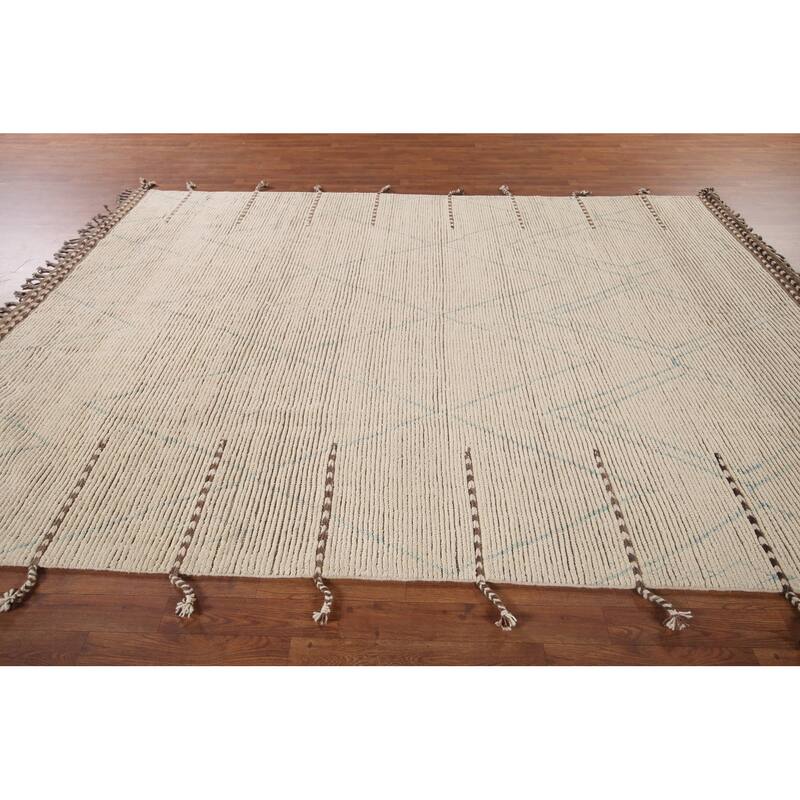 Earth Tone Moroccan Oriental Area Rug Handmade Trellis Wool Carpet - 7'6"x 10'8"