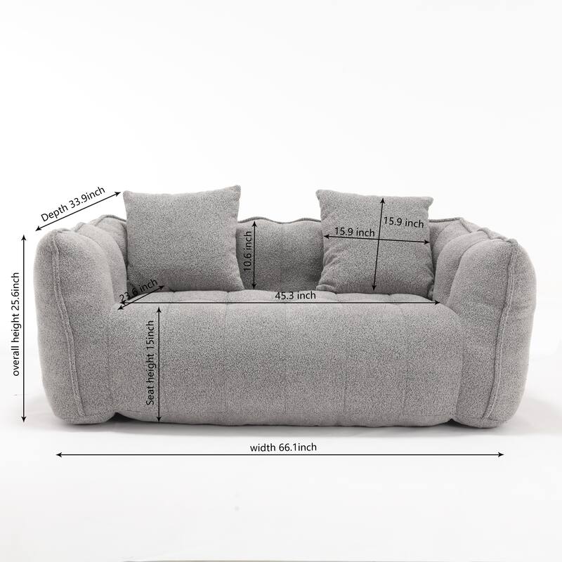 66-Inch Chenille Upholstered Loveseat with Pillows