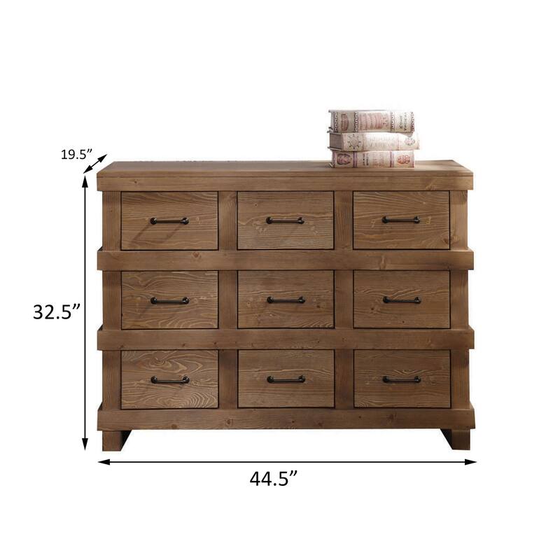 Georgie Antique Oak 9-Drawer Dresser