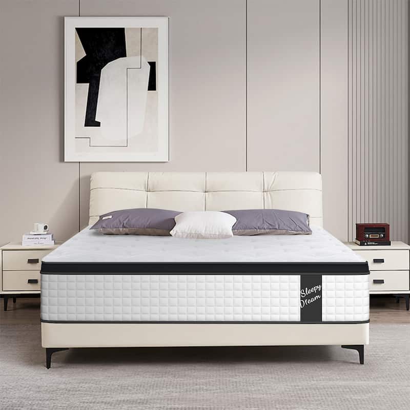 Homy Casa 12 Inch Queen Hybrid Mattress, Pocket Spring & Memory Foam - King