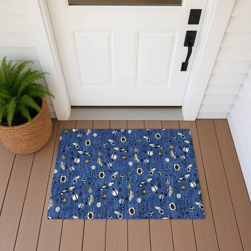 Machine Washable Indoor/ Outdoor Spaceship Chantille Rug - Baltic - 1'8" x 2'6"